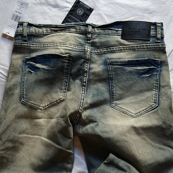 🔥 NEW Reason New York Stone Washed Flexable Denim Skinny Motorcycle Style Jeans - Picture 6 of 7